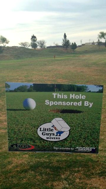 Little Guys Movers in Lubbock sponsored a hole in the Tech Marketing Association golf tournament