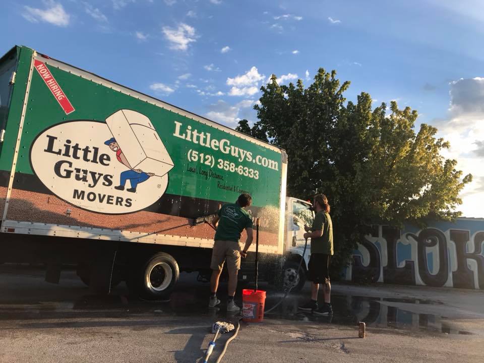austin moving truck being washed