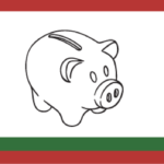 holiday card, piggy bank, and stock pot graphical icons